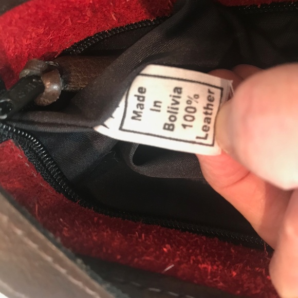 Red Suede with leather trim tote/shoulder bag - Picture 3 of 6